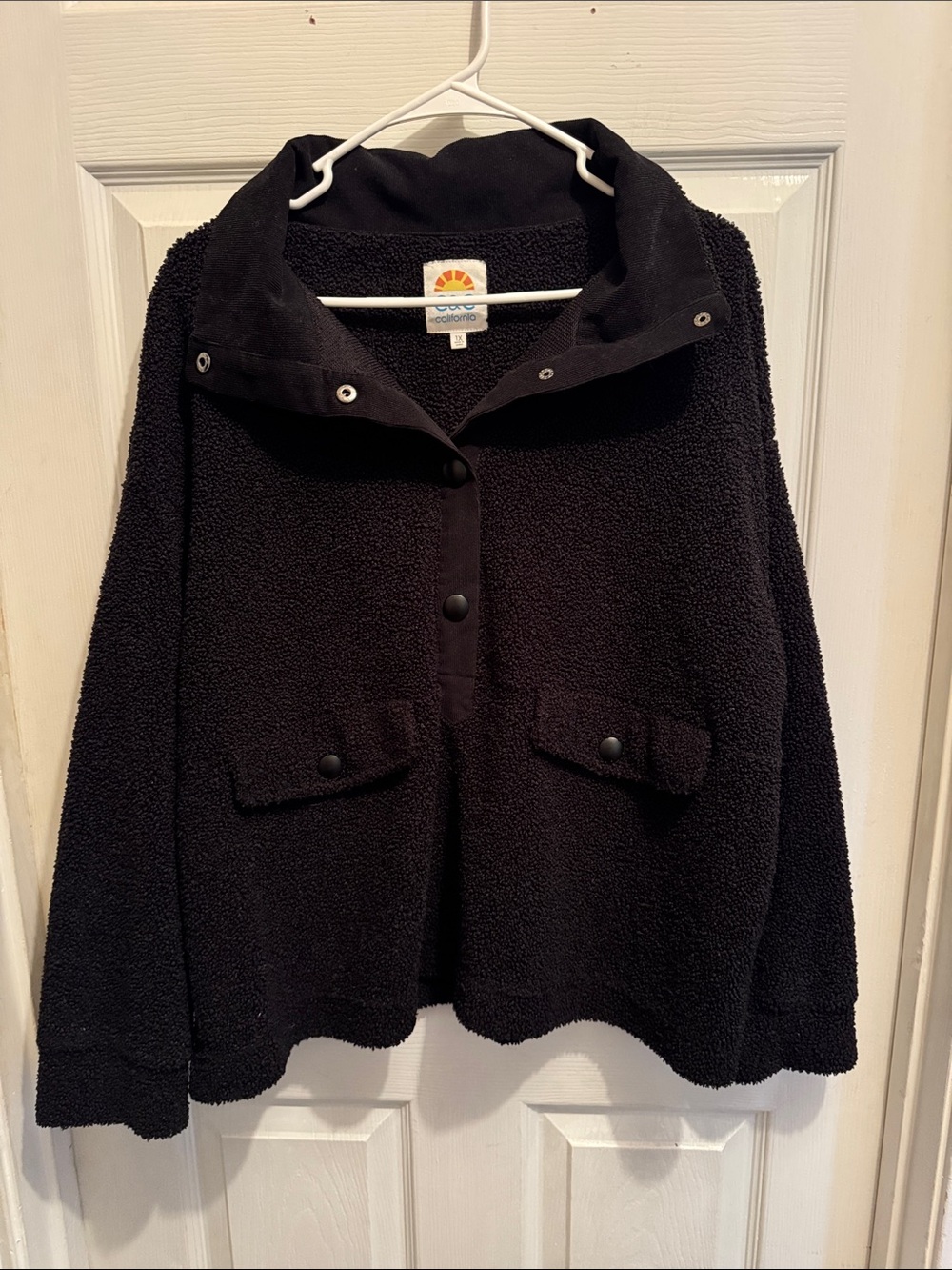 C&C California Black French Terry Snap Pullover - 1X - Excellent Condition